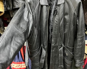 1990s Vintage Black Leather Jacket For Women , Gothic Bohemian Style