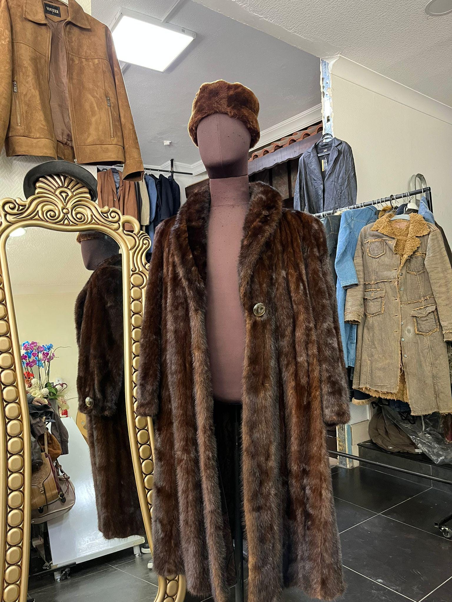 ☆レディース vintage ヴィンテージ ミンクファークロッシェ 毛皮 