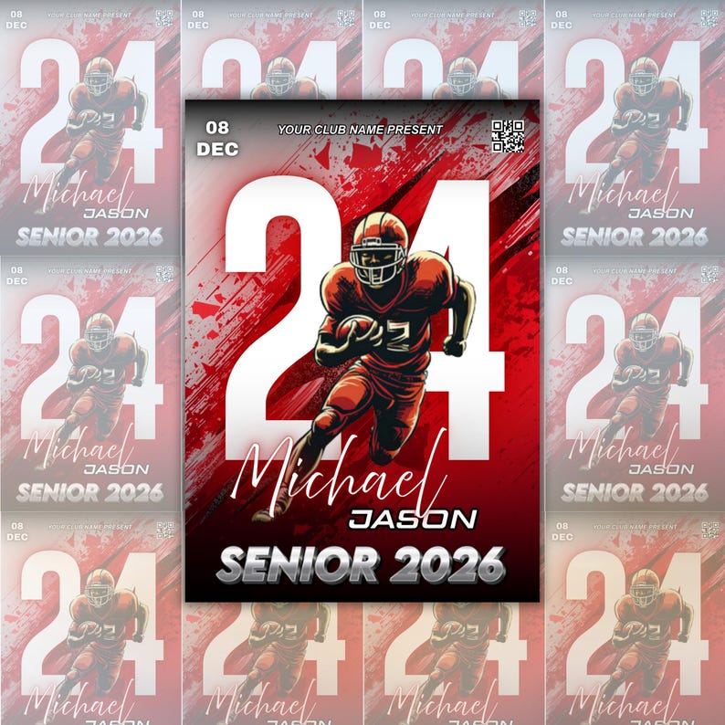 Editable Senior Night Football Flyer Template Sports Events