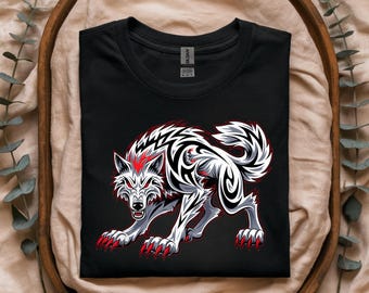 Funny Black Aggressive Wolf Red Eyes Werewolf T-Shirt