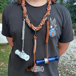 Duck Goose Call Hunting Lanyard Waterfowl Custom Paracord Braided - Orange/Grey