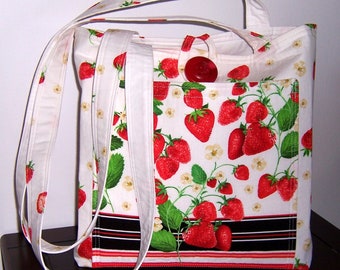 Strawberry Crossbody or over the Shoulder Tote Bag