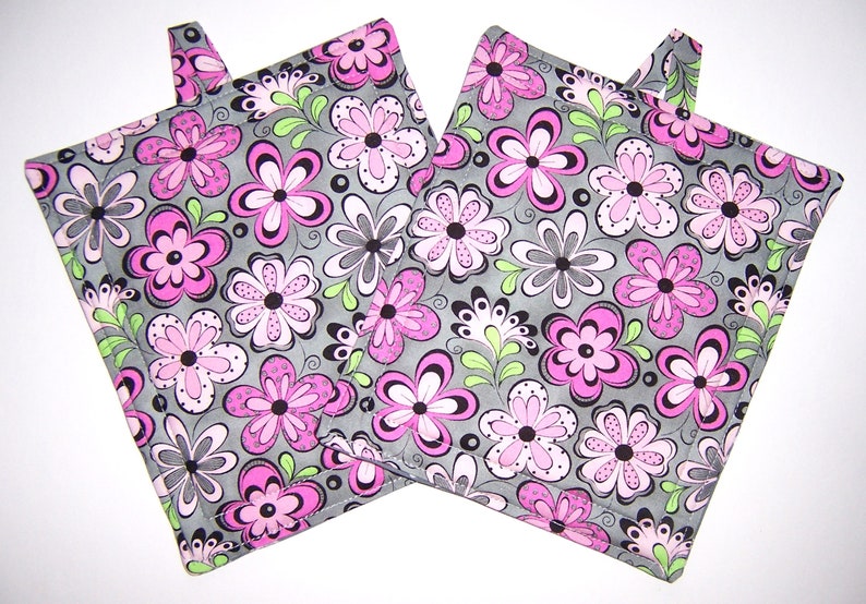 Pink Floral Pot Holders Etsy