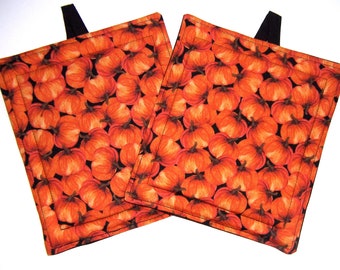 Orange Pumpkin Pot Holders - Set of 2