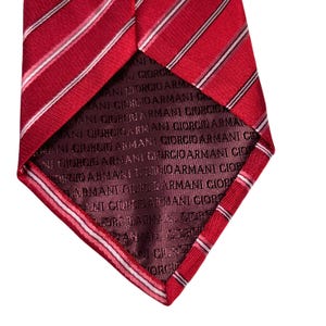 Giorgio Armani Vintage Red Silk Stripe Tie Italy Classic Menswear image 6