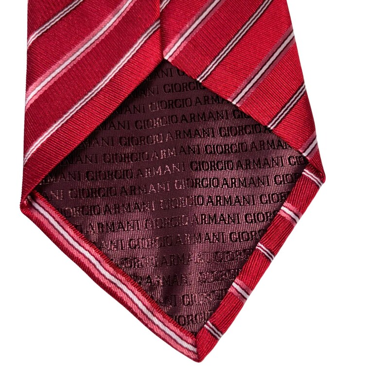 Giorgio Armani Vintage Red Silk Stripe Tie Italy Classic Menswear image 6