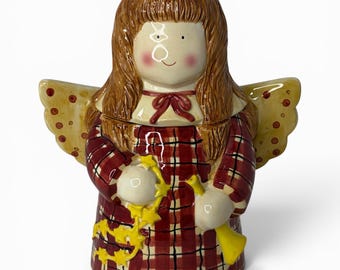 Vintage Sakura Debbie Mumm Angel Cookie Jar 1998 Art populaire peint à la main