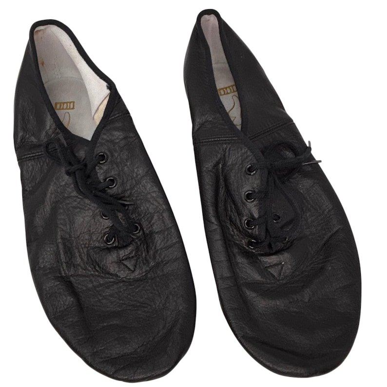 Chaussures de danse jazz Bloch vintage en cuir noir à lacets, semelle fendue 8,5 image 1