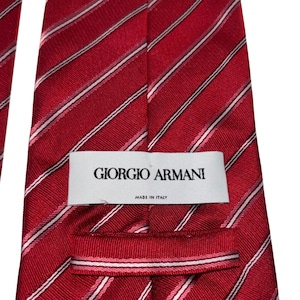 Giorgio Armani Vintage Red Silk Stripe Tie Italy Classic Menswear image 5
