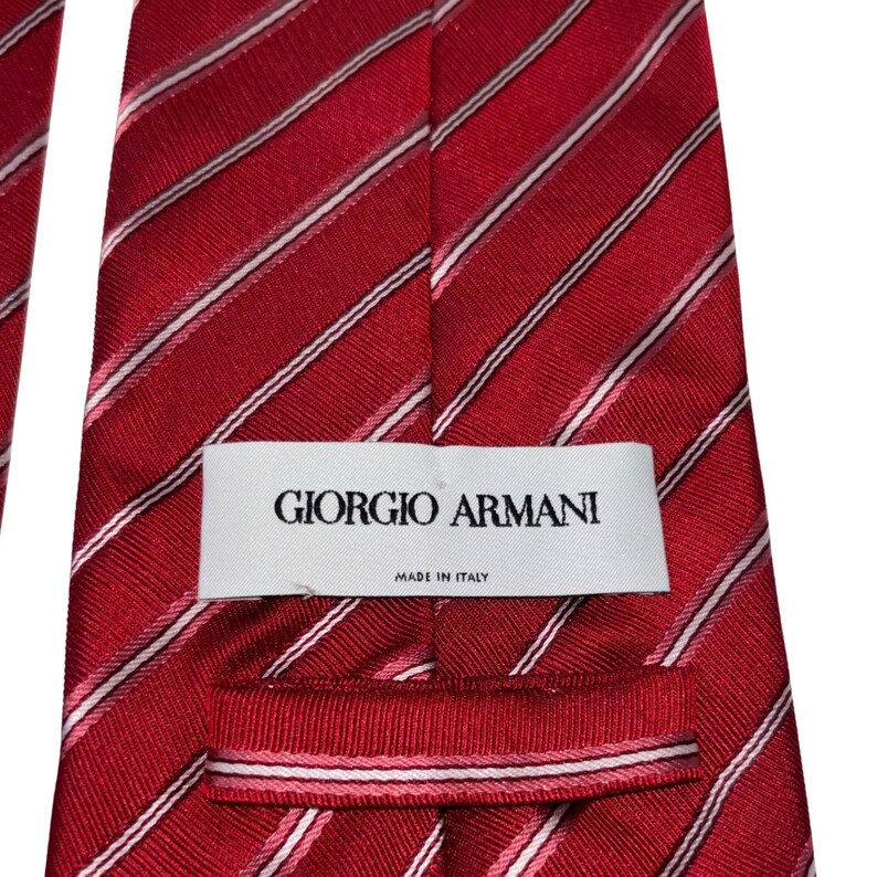 Giorgio Armani Vintage Red Silk Stripe Tie Italy Classic Menswear image 5