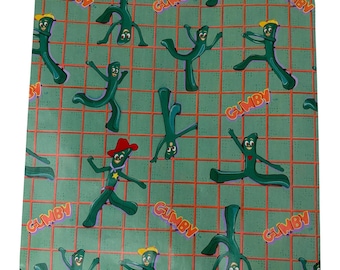 Vintage 1984 Gumby Hallmark Gift Wrap Tissue Paper 2 Sheets 30x20 Art Clokey