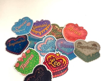 Vintage Zodiac Cake Stickers: Retro Astrology, Waterproof Vinyl