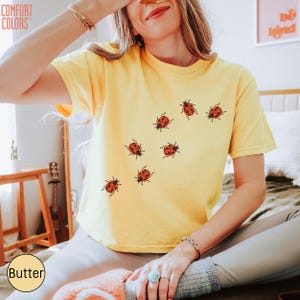 Comfort Colors® Ladybug Boxy Tee,Cute Ladybug Shirt,Boxy Fit Graphic Shirt,Cottagecore Aesthetic Clothes, Minimalist Animal Top,Gift for Her image 11