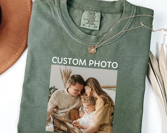 Camiseta con foto personalizada Comfort Colors®, camiseta personalizada, camiseta con foto personalizada, camiseta con foto, camiseta con foto familiar, camisetas con imagen de logotipo, regalo