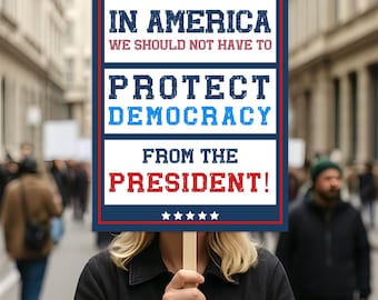 Protejan la democracia, cartel de protesta "No Kings", anti-Trump, cartel de activista político, cartel de manifestación, cartel de protesta "Resistir el fascismo", protesta de 45 a 60 cm