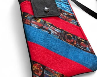 Convertible Patchwork  Wristlet-to-Crossbody with Integrated Wallet