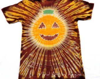 Halloween Tie Dye Pumpkin FALL COLORS Tie DyeT Shirt Adult sizes