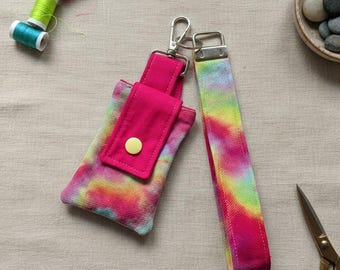 Hand-Dyed Tie-Dye Mini Wallet Wristlet Keychain Set