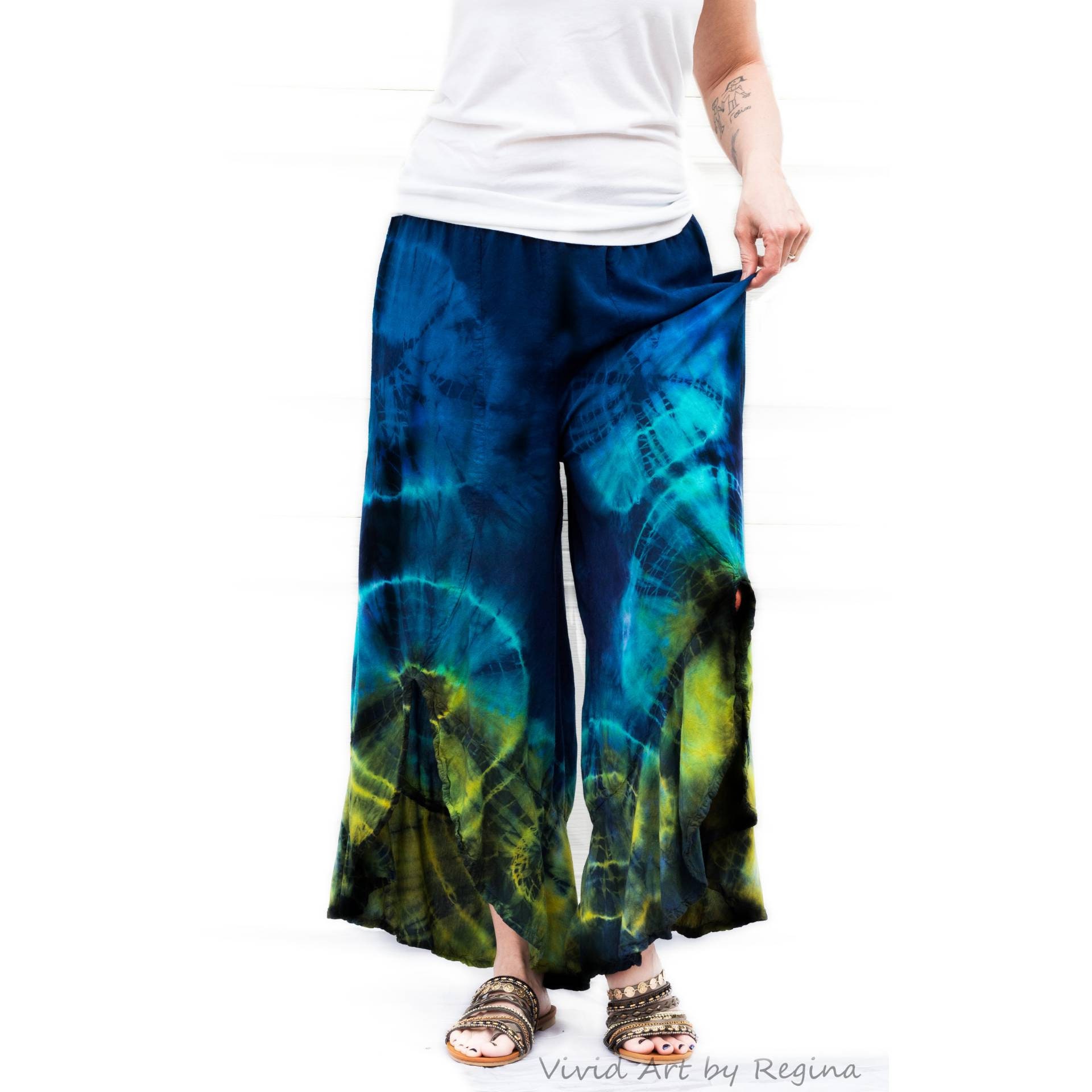 Tie Dye Flared Flounced Pants Tie Dye Skirt | Etsy