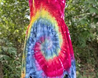 Girls Tie Dye Handkerchief Hem Dress | Boho Pixie Style Summer Sun Dress
