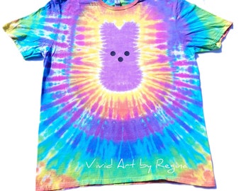 Easter Marshmallow Bunny Tie Dye T Shirt Adult Size