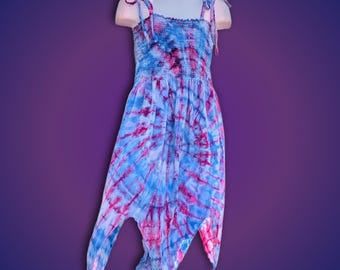 Girls Tie Dye Handkerchief Hem Dress | Boho Pixie Style Summer Sun Dress