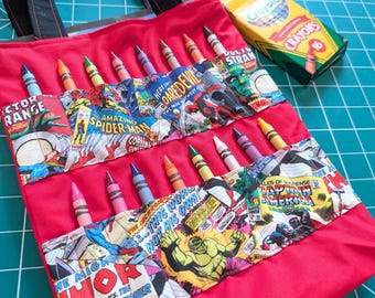 Handmade Kids Art Kit – Crayon Tote Bag with Coloring Book-Super Hero