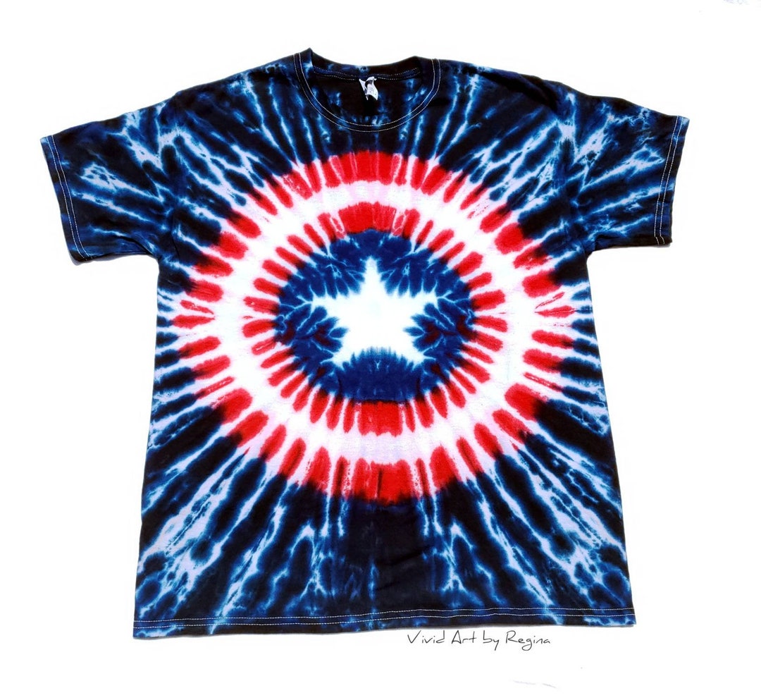 Colortone Patriotic Tie Dye T-Shirt - Hand-Dyed 100% Cotton Tee For Youth & Adults (Red, White, Blue) - View #2
