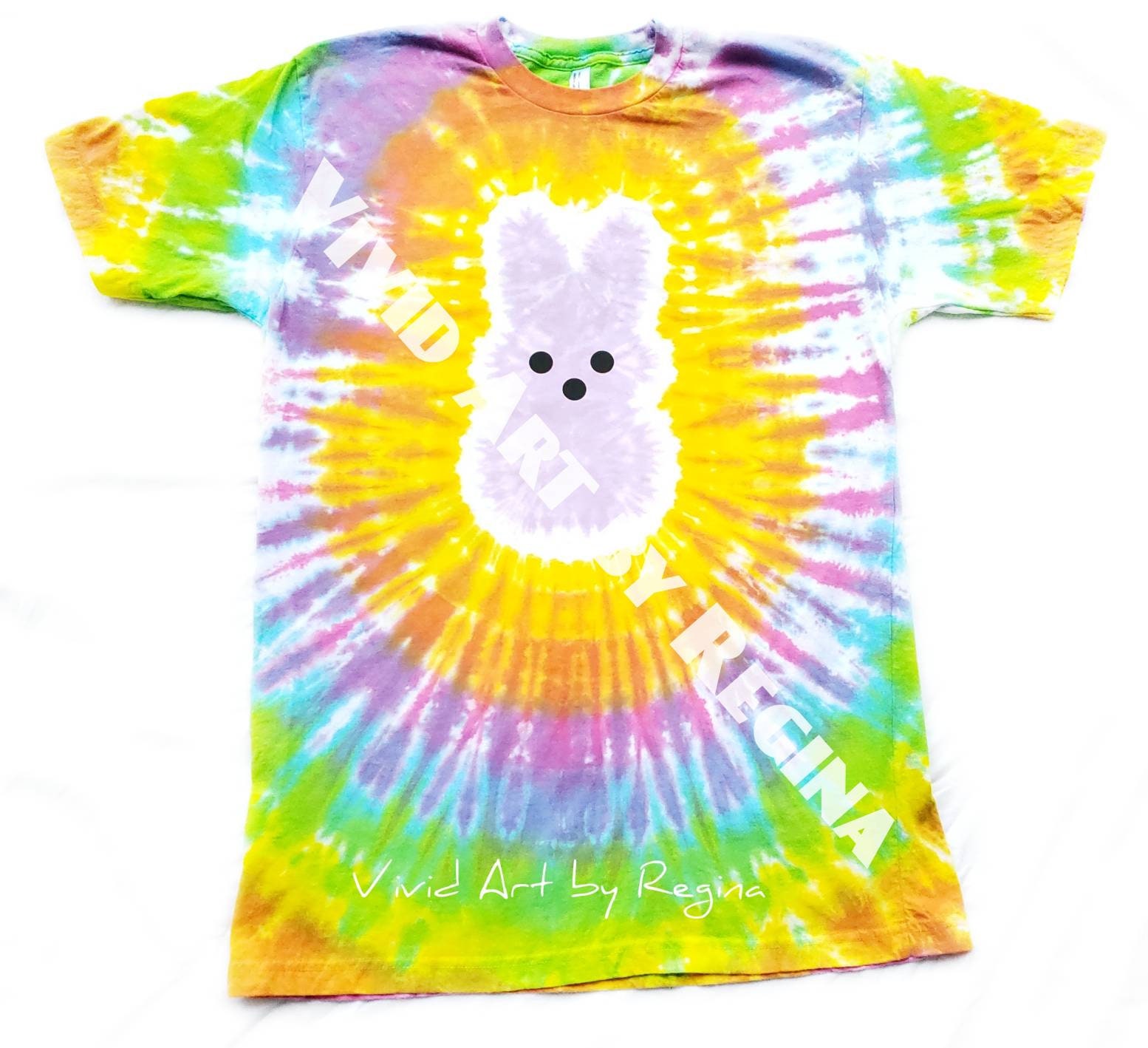 Easter Marshmallow Bunny Tie Dye T Shirt Adult Size