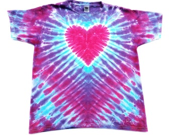 Tie Dye Magic Magenta Heart T Shirt Child Size Tie Dye Shirt
