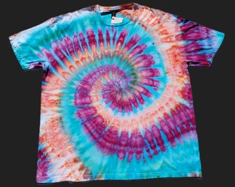 Unisex Tie Dye T-Shirt - Vivid Spiral Design - 2X