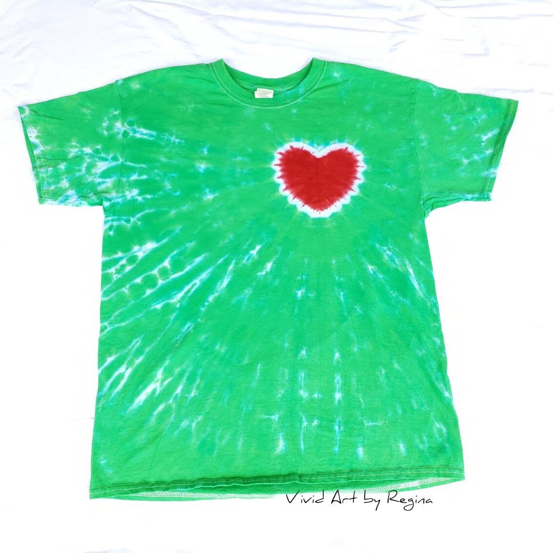 Christmas Tie Dye Green With Red Heart 