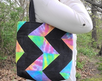 Handmade Upcycled Tote Bag Tie Dye Purse