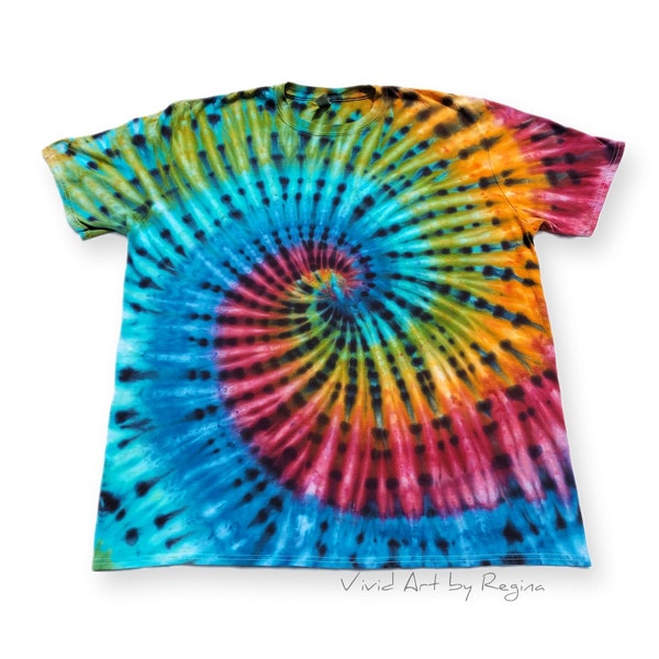 T-shirt spirale tie-dye tailles adultes Chemise tie-dye galets de plage