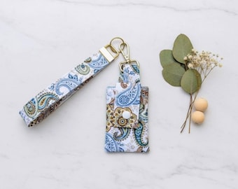 Handcrafted Paisley Mini Wallet Wristlet Keychain
