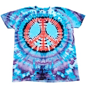 Electric Purple Peace Tie Dye Peace Sign T Shirt Adult Sizes Tie Dye Shirt