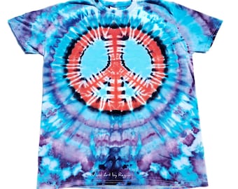 Camiseta con estampado tie-dye del símbolo de la paz eléctrico - Tallas para adultos