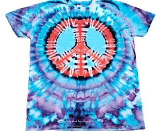 Electric Purple Peace Tie Dye Peace Sign T Shirt Adult Sizes Tie Dye Shirt