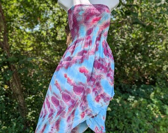 Hand-Dyed Magenta and Blue Convertible Dress - Size Small - Orchid & Sky One-of-a-Kind Wearable Art