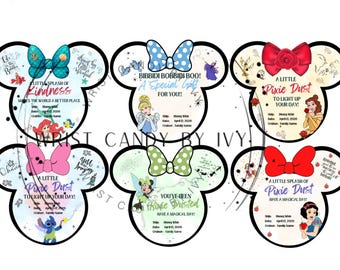 Disney Princess inspirierte Pixie Dusting Bearbeitbare Tags, Fish verlängern Tags
