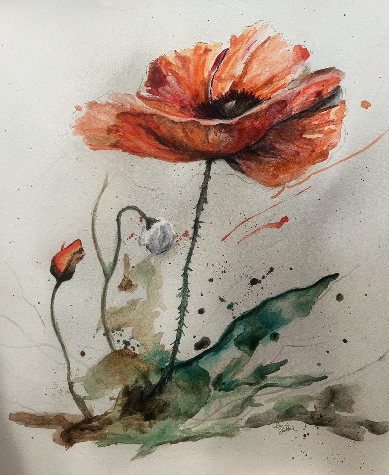 Watercolor poppy image 1