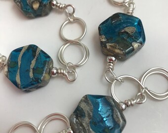 Perle lampwork sauvage de rivière et fil d’argent Collier