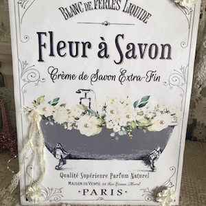 Shabby chic sign, bath sign, French chic sign, Summers Breeze