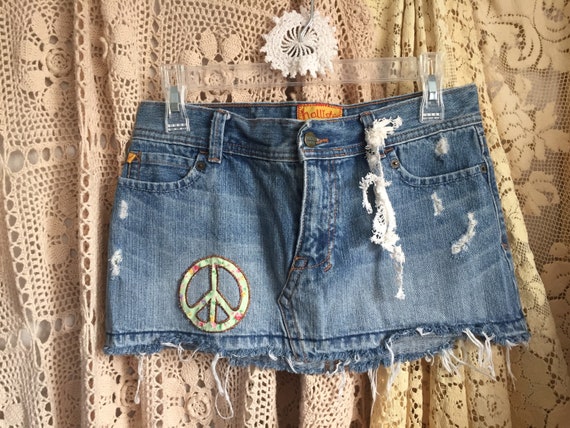 boho jean skirt