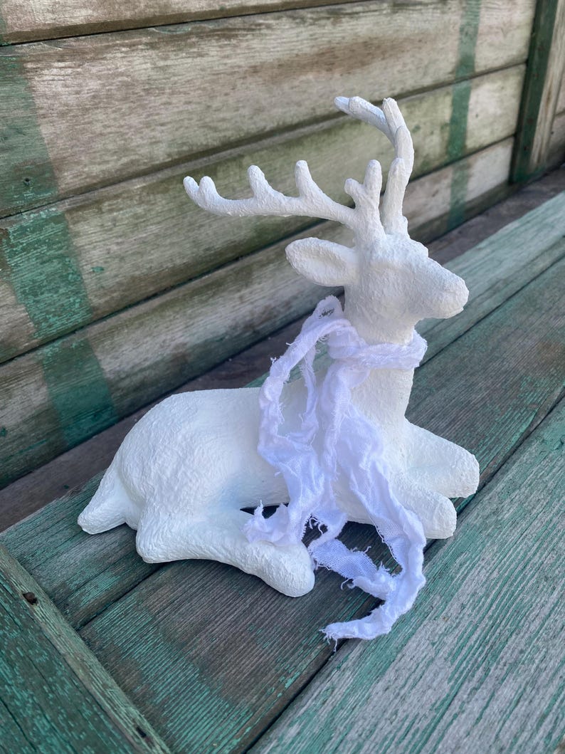 Shabby Chic Deer Decor, White Deer Decor, Christmas Decor, Summers