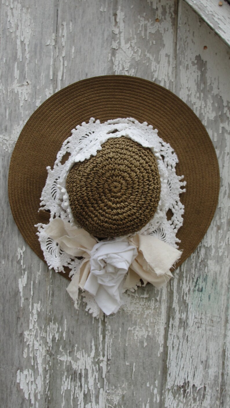 shabby hat shabby chic lace hat Shabby sun hat sun hat sun shade sun lace shabby hats