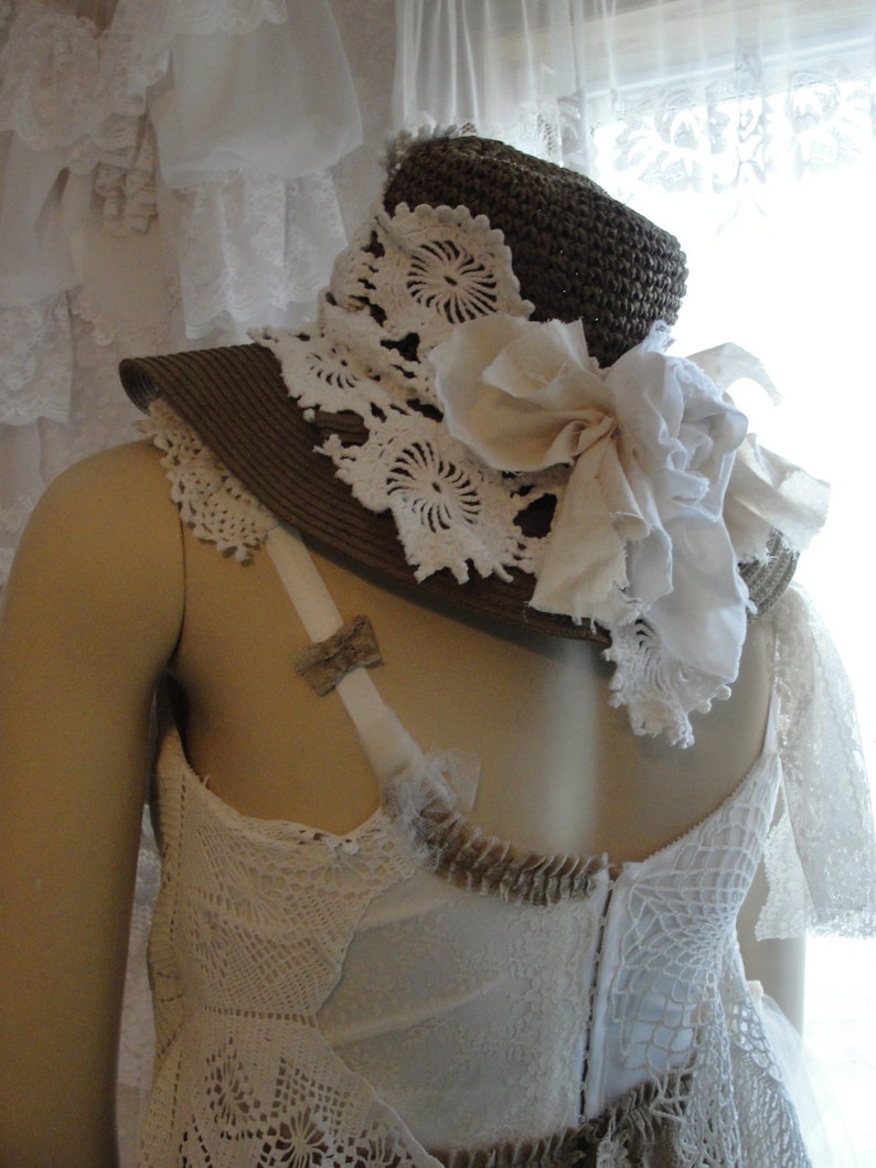 shabby hat shabby chic lace hat Shabby sun hat sun hat sun shade sun lace shabby hats