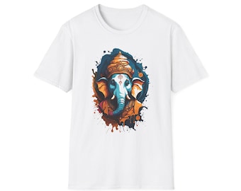 Ganesha Elephant Illustration T-Shirt | Hindu Deity Art, Spiritual Tee