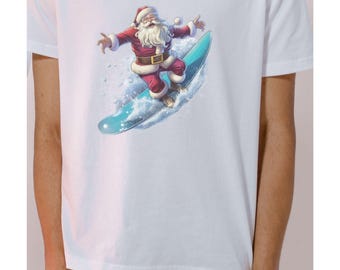 Funny Santa Claus Surfing PNG: Christmas Santa Surfer Shirt Design (Digital Download)
