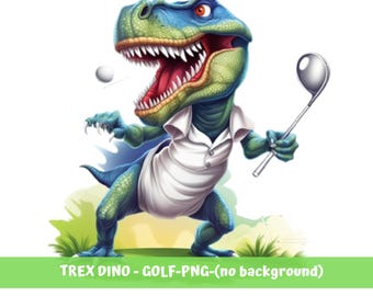 Funny T-Rex Golf PNG: Dinosaur Golf Shirt Design (Digital Download)